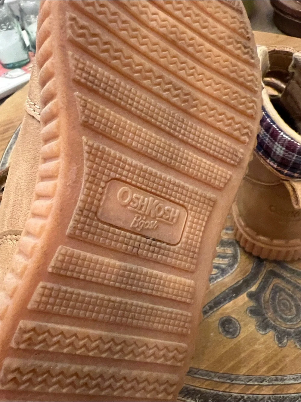 Size 8 Osh Kosh Boys Tan High-Top Sneakers. 3 straps